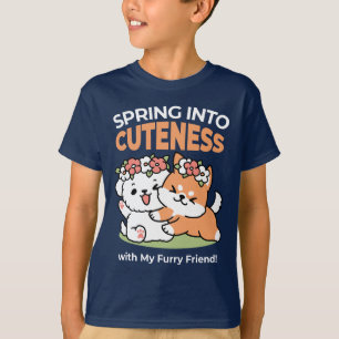 T-shirt Chiens de jeu avec Flower Crowns - Fun Spring Them