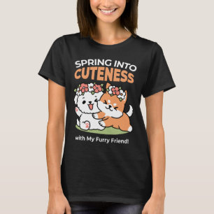 T-shirt Chiens de jeu avec Flower Crowns - Fun Spring Them