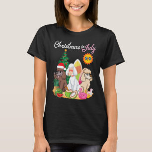 T-shirt Chiens De Poodle Joyeux Noël En Juillet Papa Maman