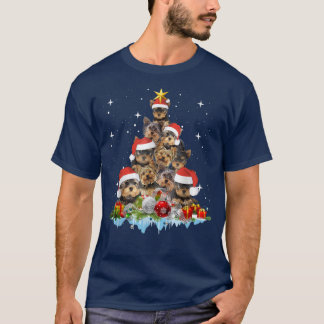T-shirt Chiens de Yorkie Arbre Chandail de Noël Xmas Anima