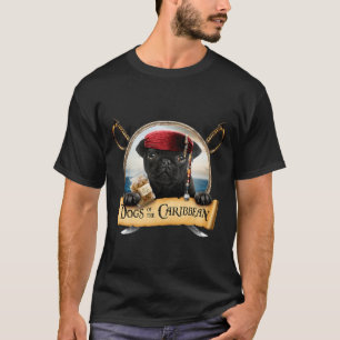 T-shirt Chiens des Caraïbes - Doux Pirate Pug Noir