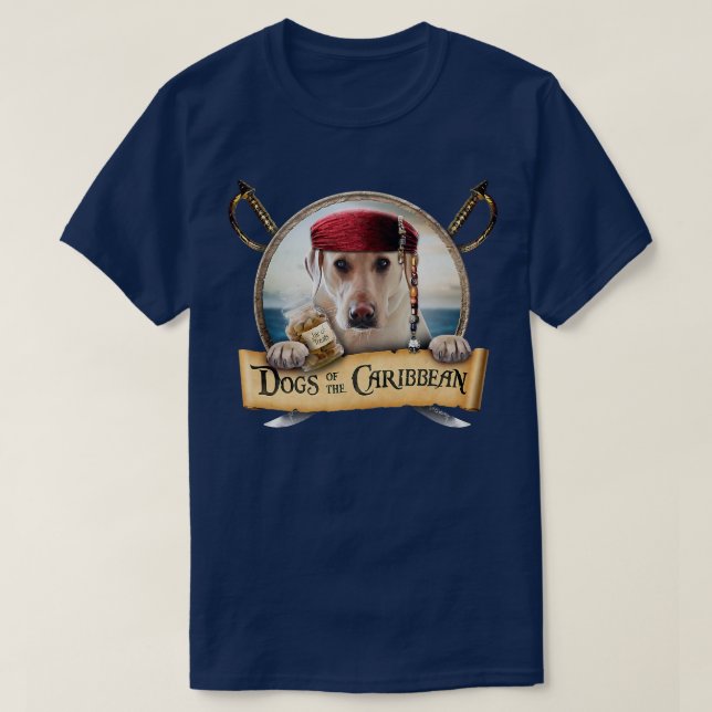 T-shirt Chiens Des Caraïbes - Joli Pirat Jaune Du Labrador (Design devant)