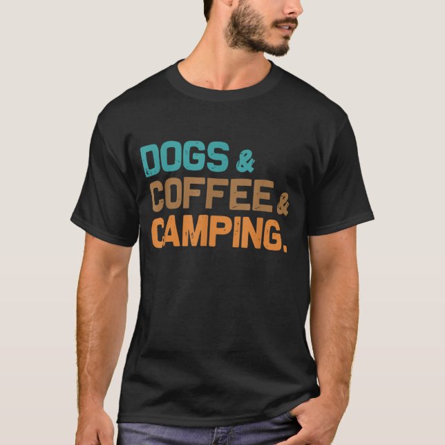 T-shirt chiens et café et camping (Devant)
