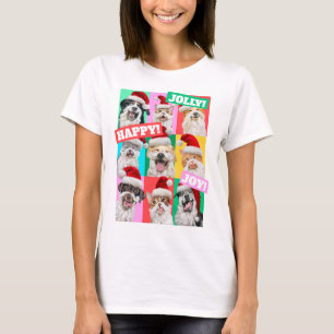 T-shirt Chiens et chats avec barbe de Père Noël