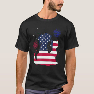 T-shirt Chiens et chats mignons Drapeau américain heureux