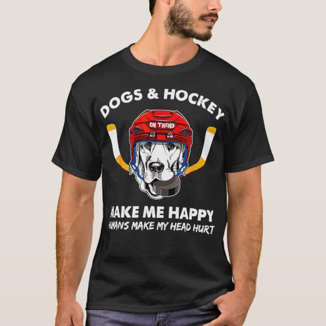 T-shirt Chiens et hockey me rendent heureux Humains renden (Devant)