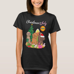 T-shirt Chiens Labradoodle Joyeux Noël En Juillet Jour Mot
