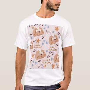 T-shirt Chiens mignons, étoiles, lignes : vintage sans sou