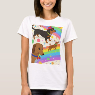 T-shirt Chiens sympas avec arc-en-ciel