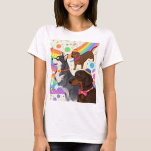 T-shirt Chiens sympas avec arc-en-ciel