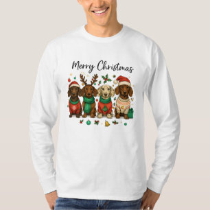 T-shirt Chiens teckel de Noël Joli chien saucisse des Fê