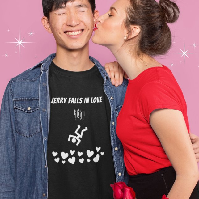 T-shirt Chiffre drôle Personnes Jerry Falls en amour (Shown in mens, black tee. Available in mens, womens, multiple styles, colors and sizes. )
