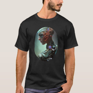 T-shirt Chiffre futuriste unique en Cyborg Sci Fi féminin