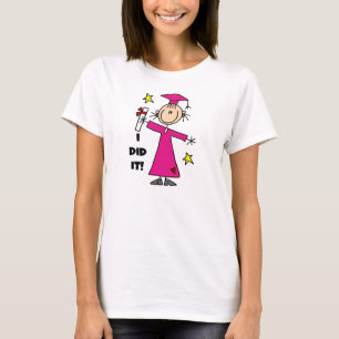 T-shirt Chiffre rose diplômée de bâton de fille