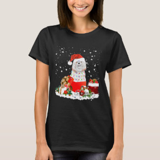 T-shirt Chih Tzu Chien Noël Santa Hat Tree Chien Lumière B