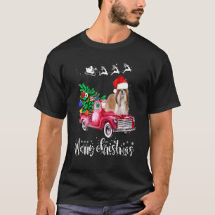 T-shirt Chih Tzu Chiens Ride Camion Rouge Noël Noël Noël N