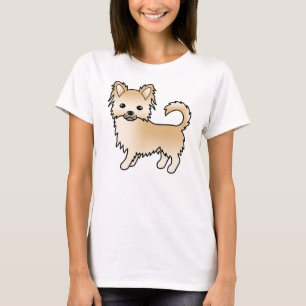 T-shirt Chihuahua à poil long couleur faon Chien de dessin