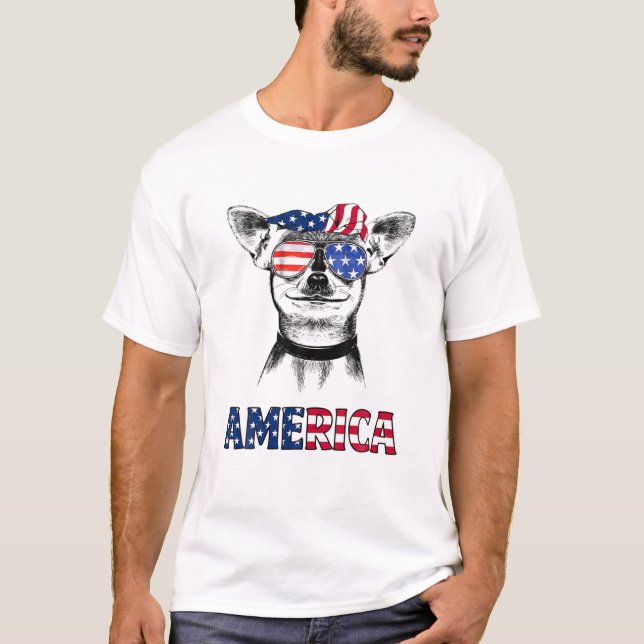 T-shirt Chihuahua America Drapeau américain Chihuahua Prop (Devant)