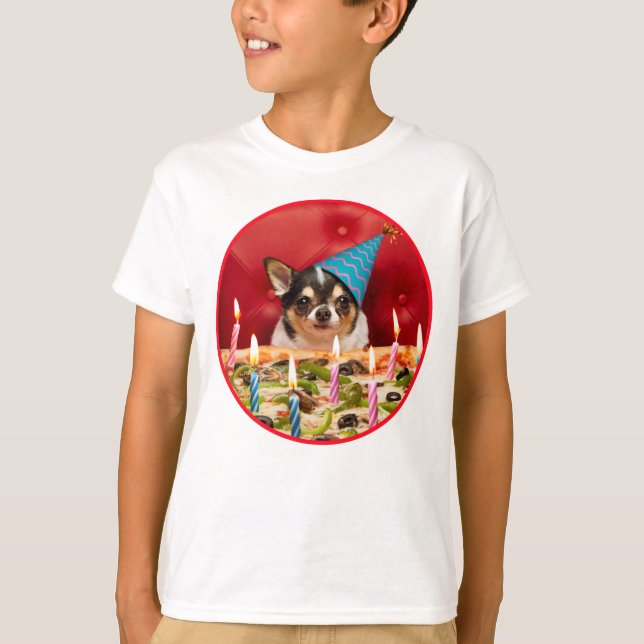 T-shirt Chihuahua Anniversaire Pizza Pie (Devant)