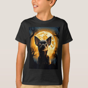 T-shirt Chihuahua Chien Lune Silhouette Halloween Drôle Mé