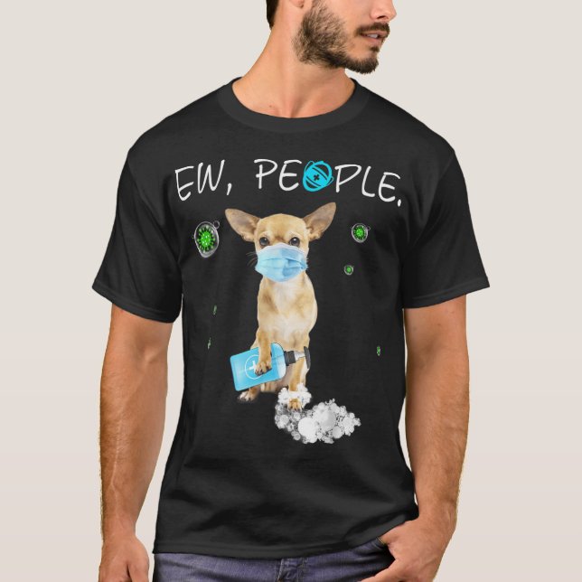 T-shirt Chihuahua Chien Portant Un Masque Visage Gif (Devant)