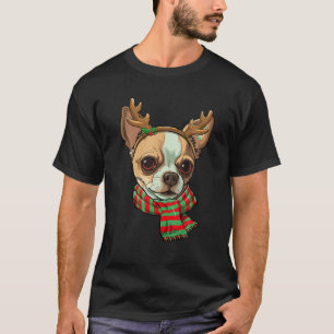 T-shirt Chihuahua Chien Reindeer de Noël Santa Hat Funny X