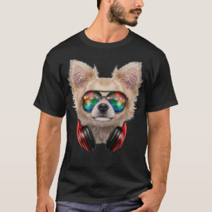 T-shirt Chihuahua Chig en DJ portant le verre soleil Space