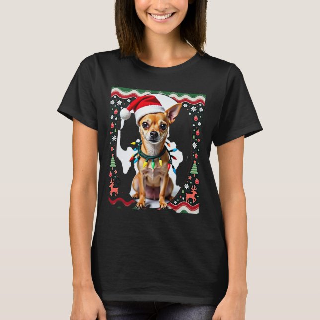 T-shirt Chihuahua Christmas Santa Ugly Sweater Dog Lover X (Devant)
