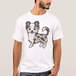 T-shirt Chihuahua de dessin animé au pelage long merle cho