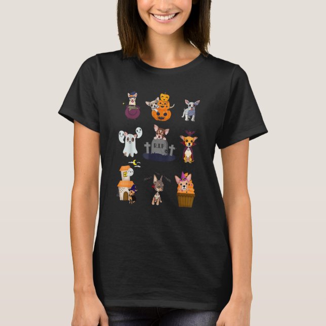 T-shirt Chihuahua Dog Happy Halloween Dogs Spooky Dog (Devant)