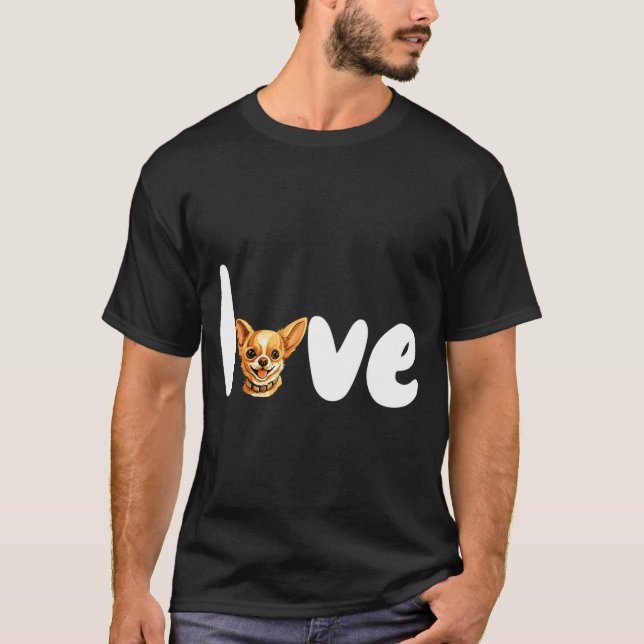 T-shirt Chihuahua Dog Love For Valentines Day  (Devant)