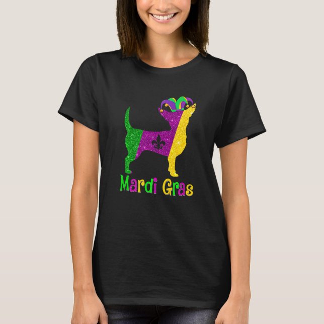 T-shirt Chihuahua Dog Lover Mardi Gras Carnival Jester Pre (Devant)