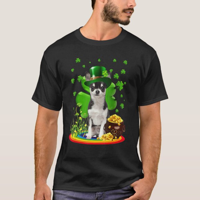 T-shirt Chihuahua Dog Shamrock St Patricks Day Dog Irish G (Devant)