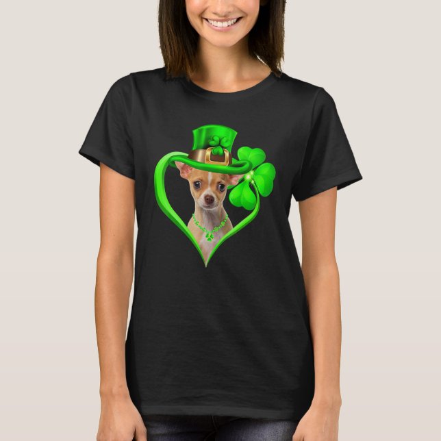 T-shirt Chihuahua Dog St Patricks Day Lover Irish Shamrock (Devant)
