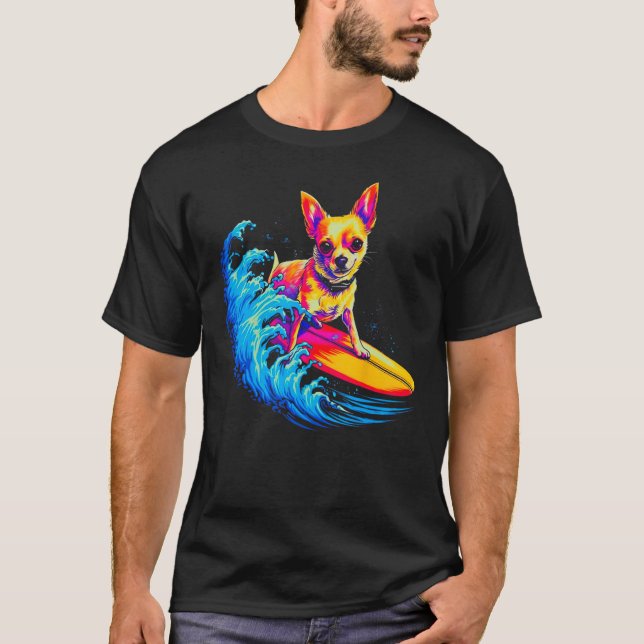 T-shirt Chihuahua Dog Surfing (Devant)