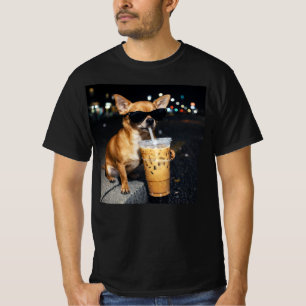 T-shirt Chihuahua drôle buvant un café glacé amateur d'hum