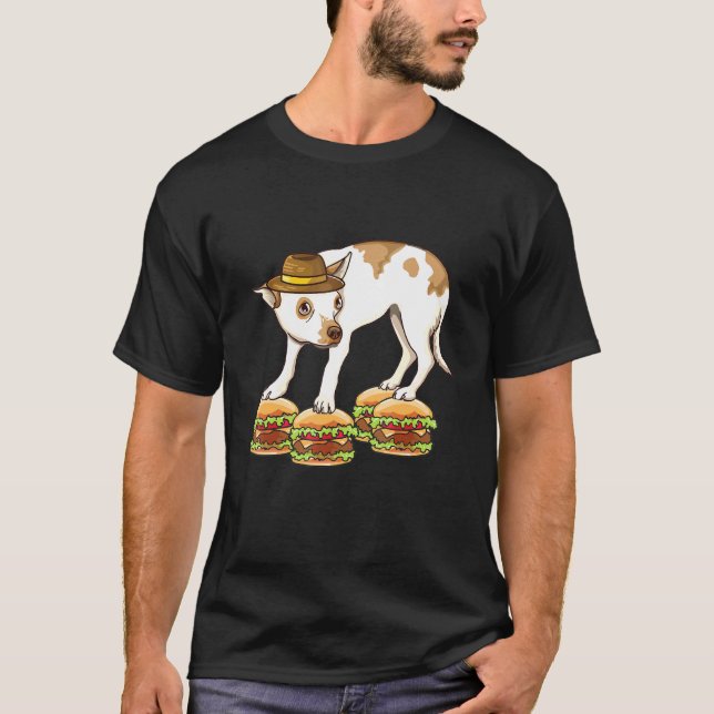 T-shirt Chihuahua En Équilibre Casquette Sur Hamburgers Da (Devant)