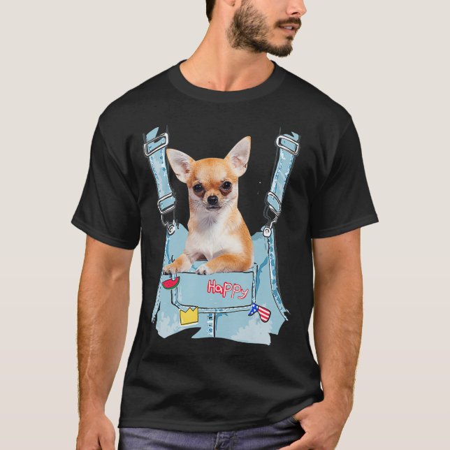 T-shirt Chihuahua en poche 2 cuisses frontales pour hommes (Devant)
