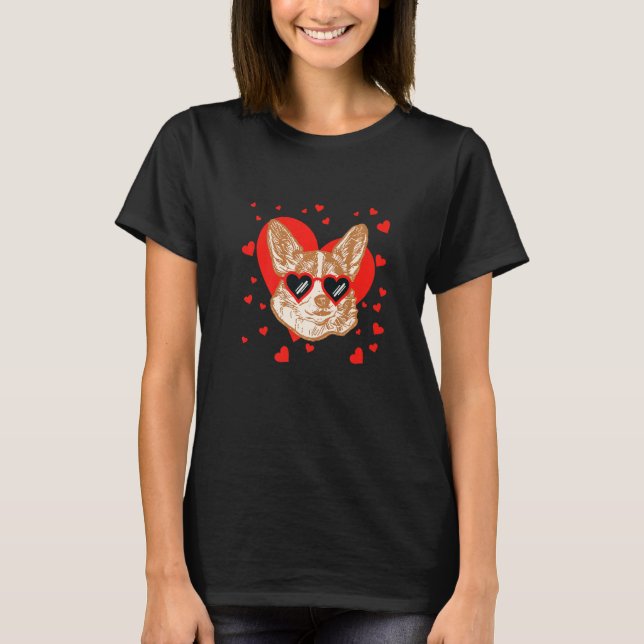 T-shirt Chihuahua Face Heart Glasses Valentines Day Pet Do (Devant)