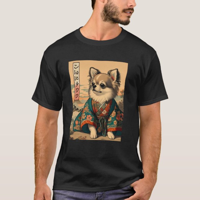 T-shirt Chihuahua Japonais Konnichihuahua Konichiwawa Cute (Devant)