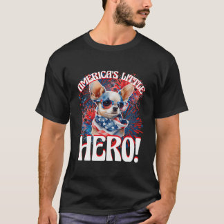 T-shirt Chihuahua Le Petit Héros Américain Fier Chihuahua