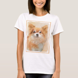 T-shirt Chihuahua Peinture de Chien à long Haired Art orig