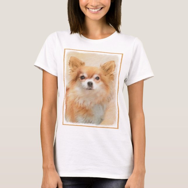 T-shirt Chihuahua Peinture de Chien à long Haired Art orig (Devant)