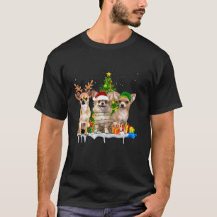 T-shirt Chihuahua Père Noël Elf Reindeer Lumières des arbr