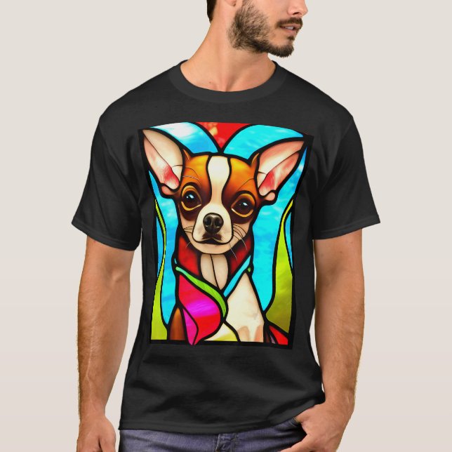 T-shirt Chihuahua - Pop en verre tendu Art_5 (Devant)