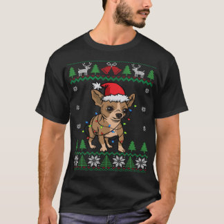 T-shirt Chihuahua Santa Claus Casquette Et Éclairage Chihu