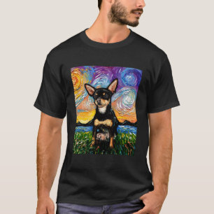 T-shirt Chihuahua Starry Night Dog Ar Noir Et Tan Smoy