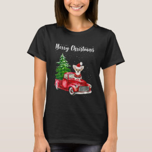 T-shirt Chihuahua Truck rouge Joyeux chien de Noël
