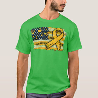 T-shirt Childhood Cancer Awareness For Men American Flag G