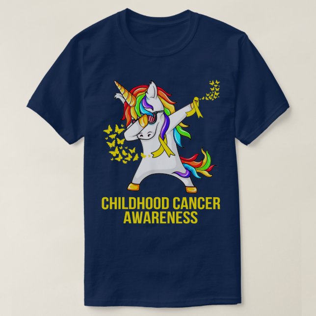 T-shirt Childhood Cancer Awareness Unicorn Dabbing Boys Gi (Design devant)